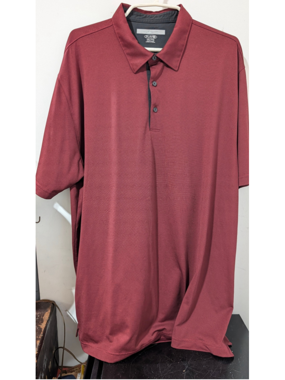 Men's Greg Norman Polo Shirt XXL Maroon Black Play Dry